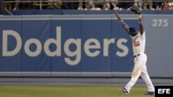 El jardinero cubano de los Dodgers, Yasiel Puig.